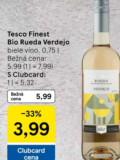 Tesco Finest Bio Rueda Verdejo biele víno