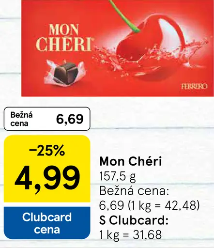 Mon Chéri čokoládové pralinky s likérom