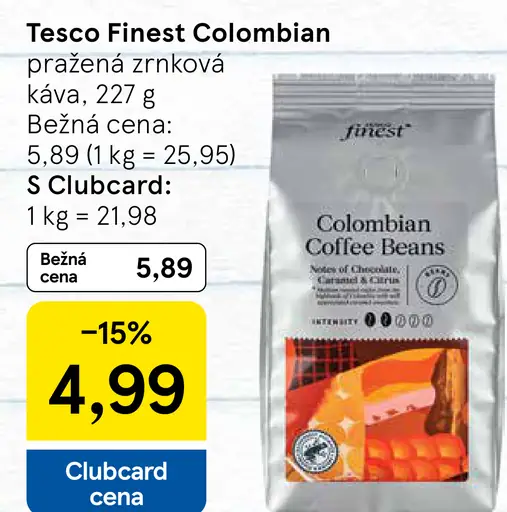 Tesco Finest Colombian pražená zrnková káva