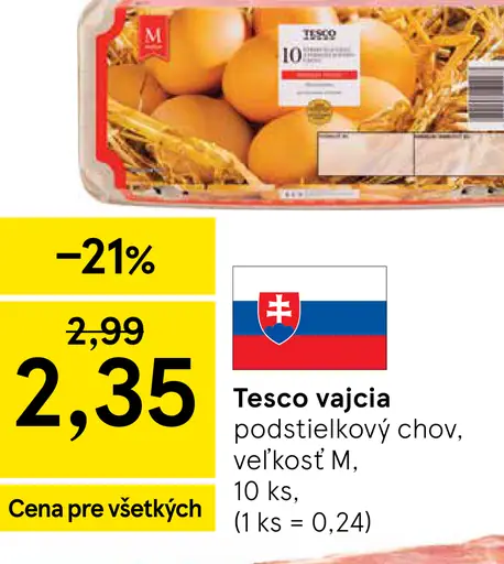 Tesco vajcia podstieľkový chov, veľkosť M