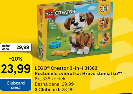 LEGO Creator 3‑in‑1 Rozkošné zvieratká: Hravé šteniatko