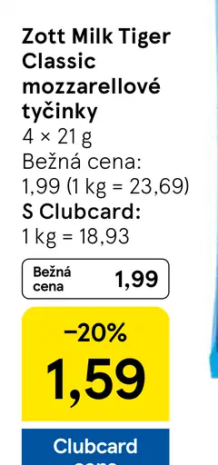 Zott Milk Tiger Classic mozzarellové tyčinky