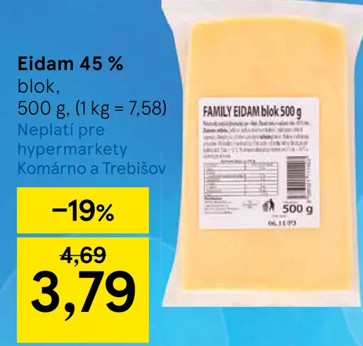 Eidam 45 % blok syr