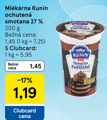 Mlékárna Kunín Ochutená smotana 27%