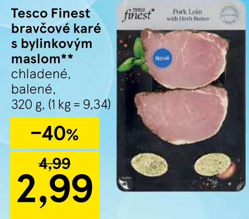 Tesco Finest bravčové karé s bylinkovým maslom chladené balené