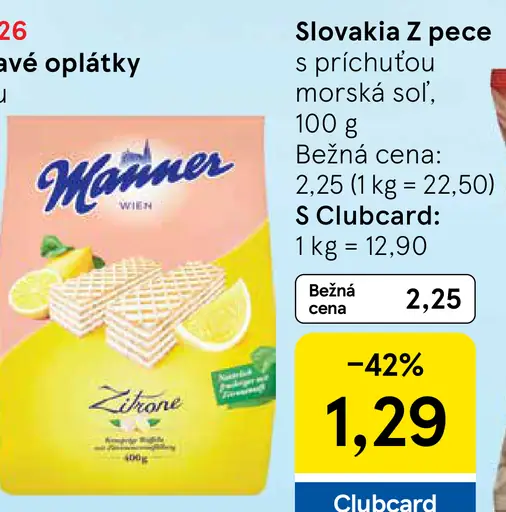 Manner chrumkavé oplátky plnené citrónovou náplňou