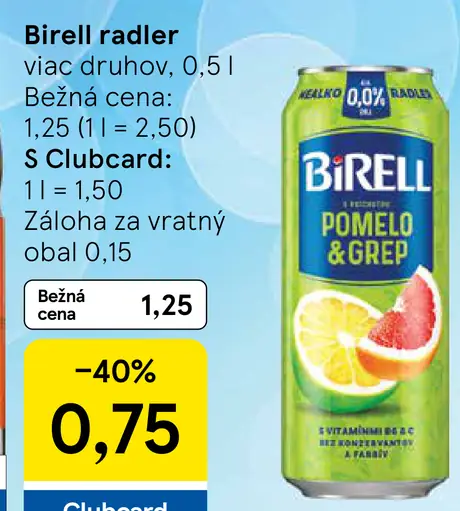 Birell Radler nealkoholické pivo