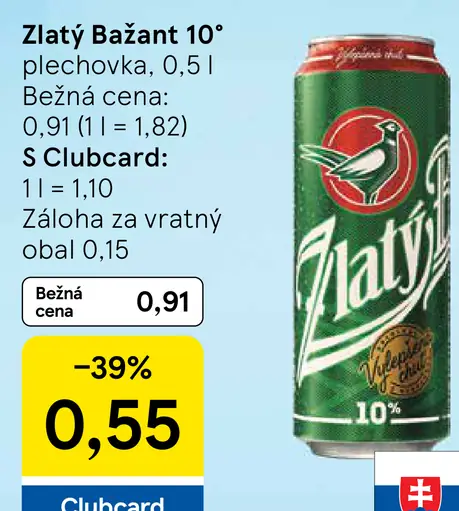 Zlatý Bažant 10° plechovka