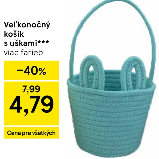 Veľkonočná dekorácia košík so zajačikom