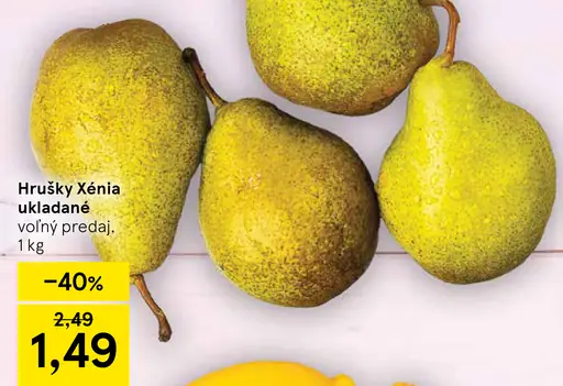 Tesco hrušky Xénia ukladané voľný predaj