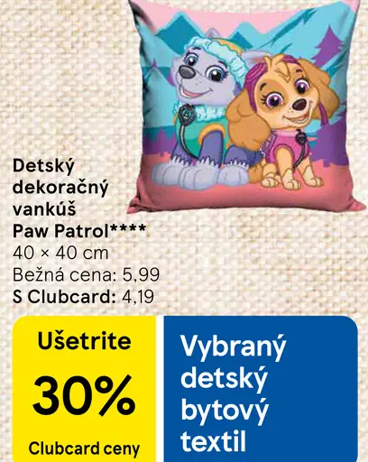 Detský dekoračný vankúš Paw Patrol