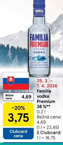 Familia Premium vodka 38%