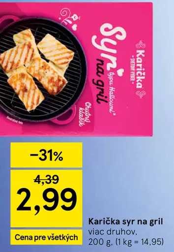 Karička syr na gril viac druhov