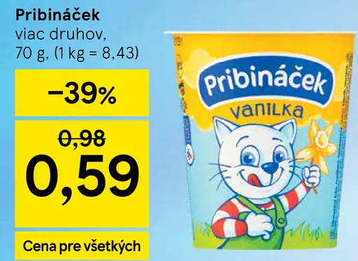 Pribináček mliečny dezert viac druhov