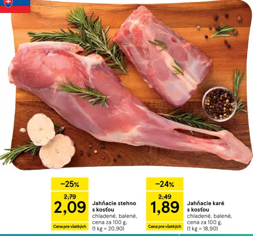 Slovenské jahňacie stehno s kosťou chladené balené