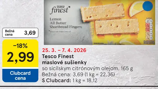 Tesco Finest maslové sušienky so sicílskym citrónovým olejom