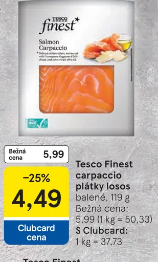 Tesco Finest carpaccio plátky losos