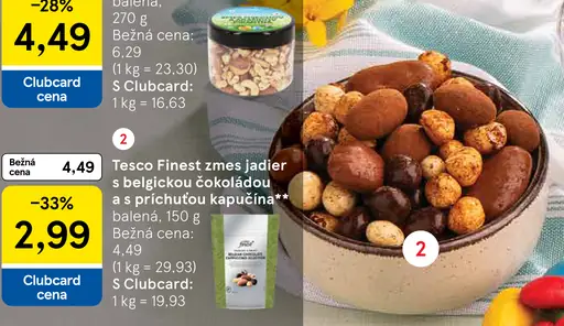 Tesco Finest zmes jadier s belgickou čokoládou a s príchuťou kapučína