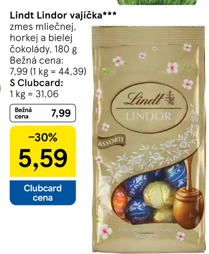 Lindt Lindor vajíčka zmes mliečnej, horkej a bielej čokolády