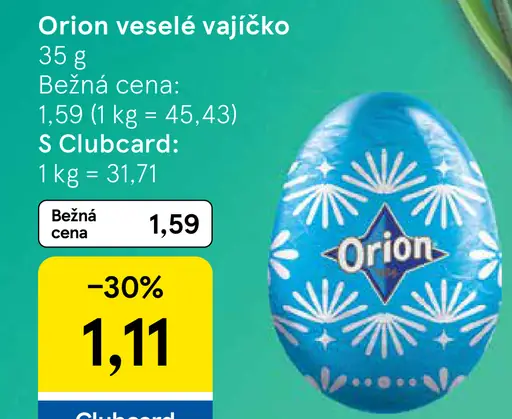 Orion veselé vajíčko mliečna čokoláda