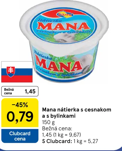 Mana nátierka s cesnakom a s bylinkami