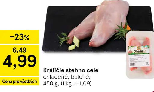 Králičie stehno celé chladené balené