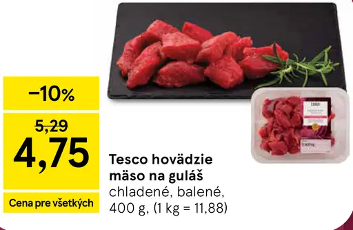 Tesco hovädzie mäso na guláš