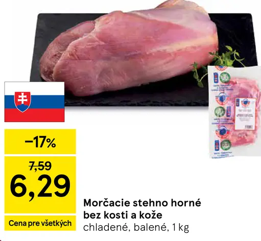Morkacie stehno horné bez kosti a kože chladené, balené