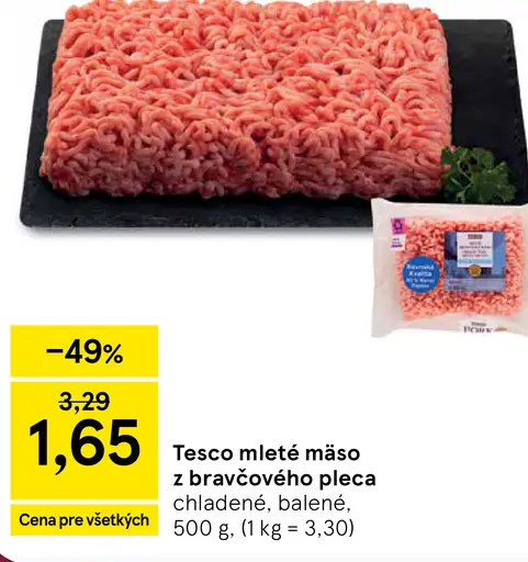 Tesco mleté mäso z bravčového pleca