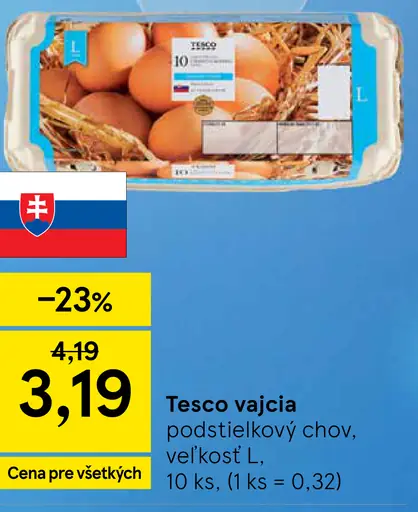 Tesco vajcia podstieľkový chov, veľkosť M