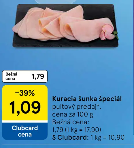 Tesco Kuracia šunka špeciál pultový predaj