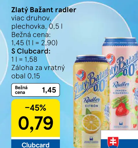 Zlatý Bažant Nealkoholický radler