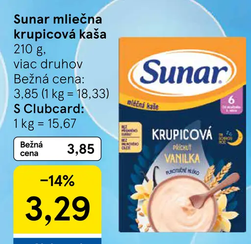 Sunar mliečna kaša krupicová