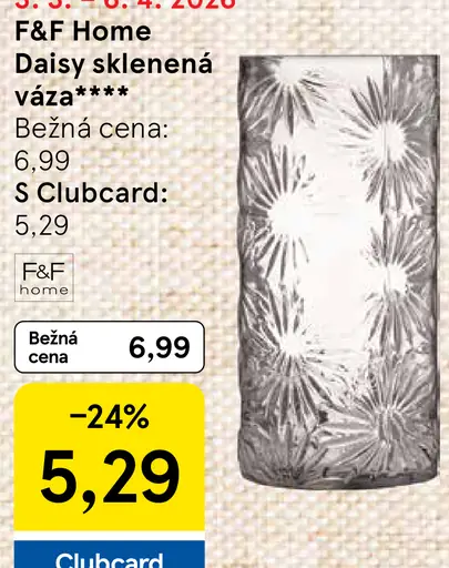 F&F Home Daisy sklenená váza