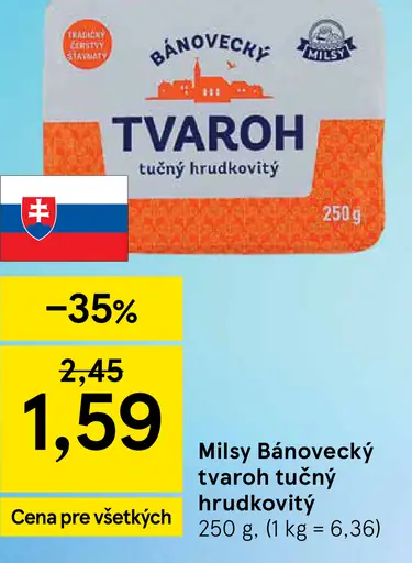 Milsy Bánovecký tvaroh tučný hrudkovitý
