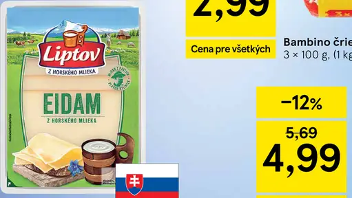 Liptov plátky Eidam z horského mlieka