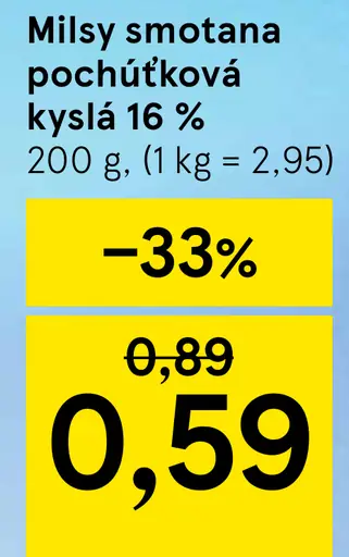 Milsy Bánovecká smotana kyslá pochúťková 16 %
