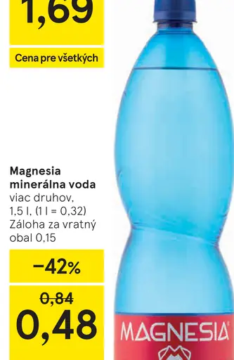 Magnesia Prírodná minerálna voda neperlivá