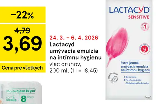 Lactacyd Sensitive extra jemná umývacia emulzia na intímnu hygienu