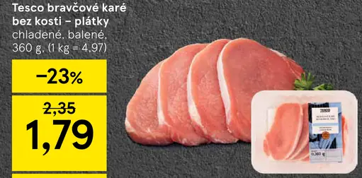 Tesco bravčové pliecko bez kosti chladené, balené