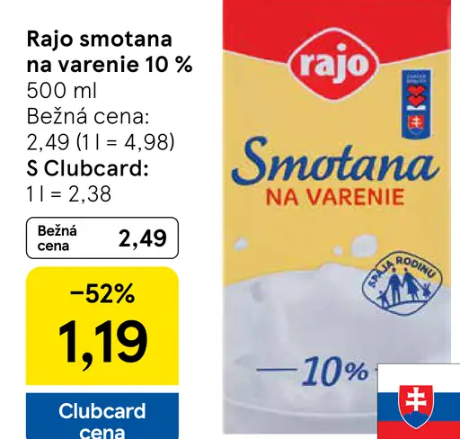 Rajo Smotana na varenie 10%