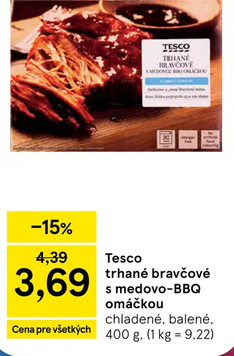Tesco trhané bravčové s medovo-BBQ omáčkou