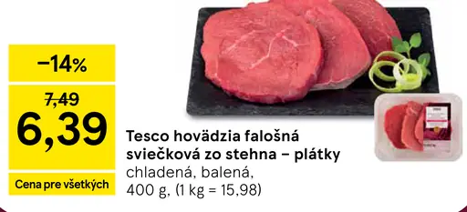 Tesco hovädzia falošná sviečková zo stehna plátky