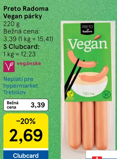 Preto Radoma Vegan párky