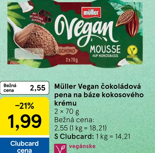 Müller Vegan čokoládová pena na báze kokosového krému (2 x 70 g)