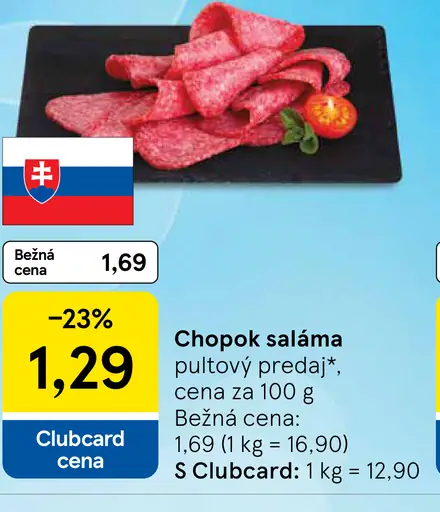 Chopok saláma pultový predaj