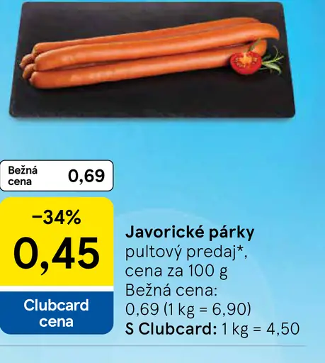 Javornícke párky pultový predaj