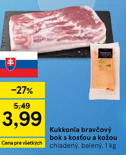 Kukkonia bravčový bok s kosťou a kožou chladený balený