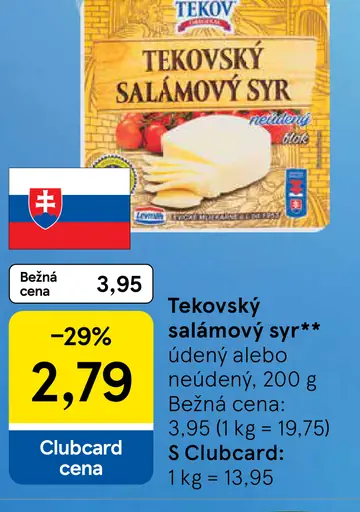 Tekovský salámový syr údený alebo neúdený