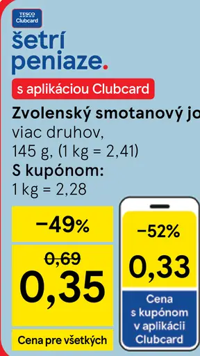 Zvolenský smotanový jogurt 2 druhy